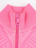 Prada 2018 Hot Pink Racing Sports Logo Stretch Knit Bodycon Zip Neck Tank Top - 38