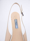 Prada White Shiny Saffiano Leather Bow Accent Slingback Pointed Flats - 40