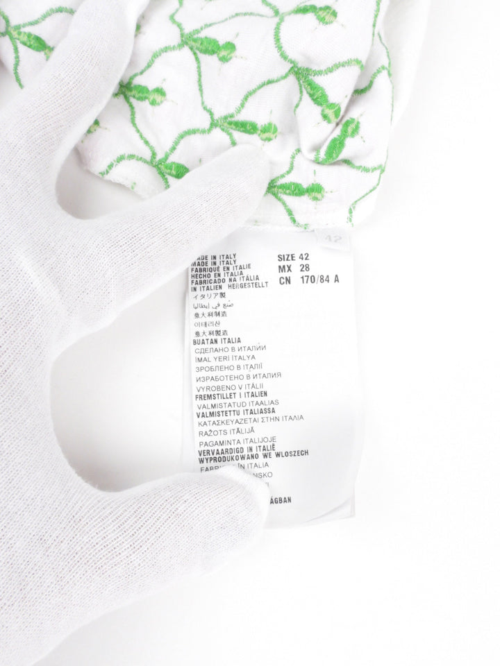 Prada White and Pink Floral Applique Cotton Tank Top - IT42