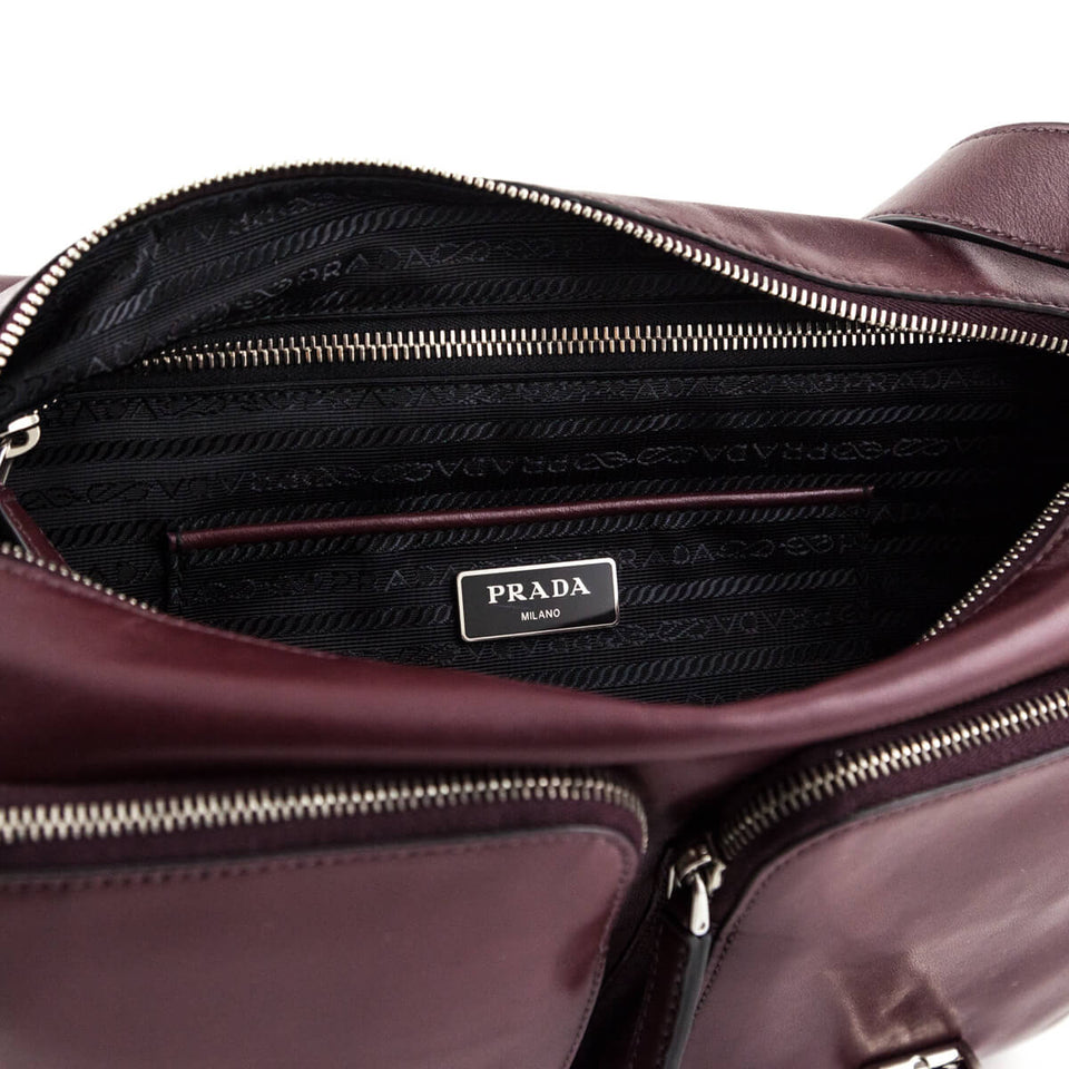 Prada Granato Soft Calfskin Pattina Messenger Bag