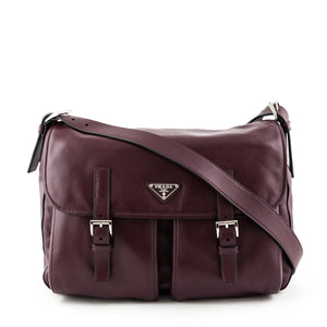 Prada Granato Soft Calfskin Pattina Messenger Bag