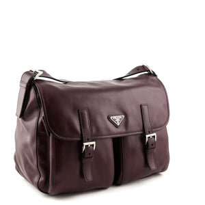 Prada Granato Soft Calfskin Pattina Messenger Bag