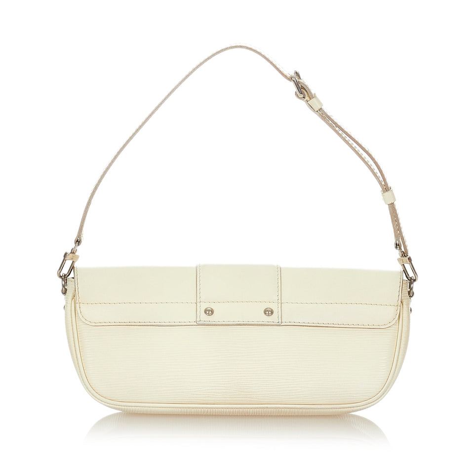 Louis Vuitton Pochette Montaigne White Epi Clutch