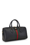 Gucci OPHIDIA BLACK LEATHER TOP HANDLE BAG