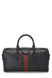 Gucci OPHIDIA BLACK LEATHER TOP HANDLE BAG