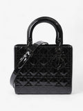 Christian Dior Lady Dior Black Patent Leather Medium