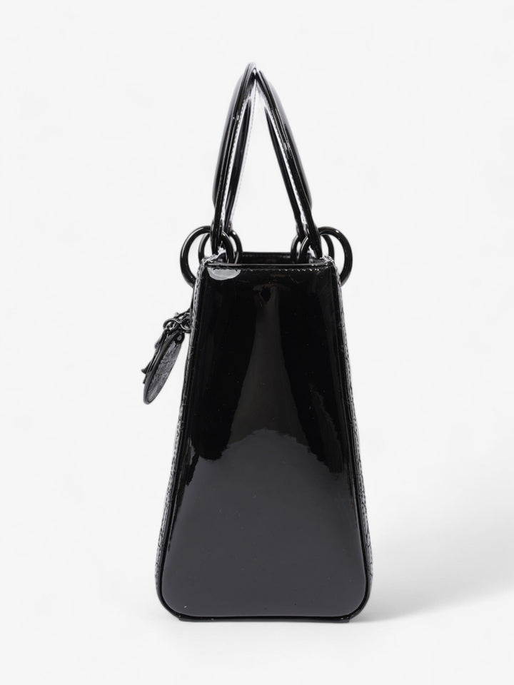 Christian Dior Lady Dior Black Patent Leather Medium