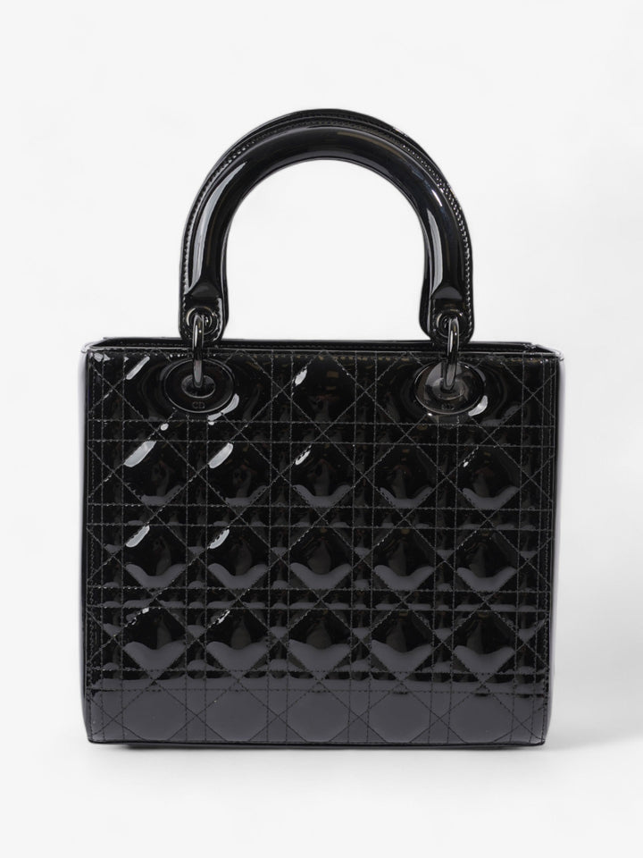 Christian Dior Lady Dior Black Patent Leather Medium