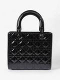 Christian Dior Lady Dior Black Patent Leather Medium