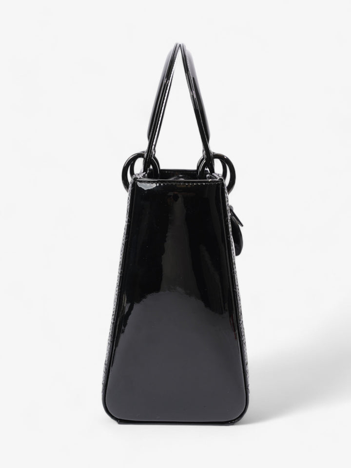Christian Dior Lady Dior Black Patent Leather Medium