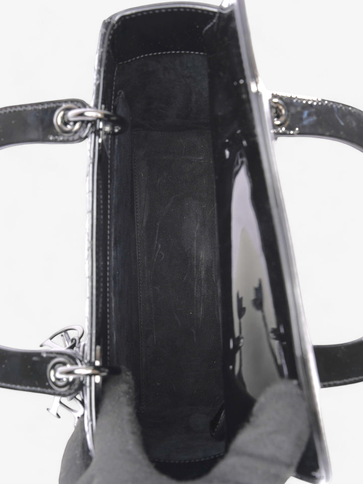 Christian Dior Lady Dior Black Patent Leather Medium