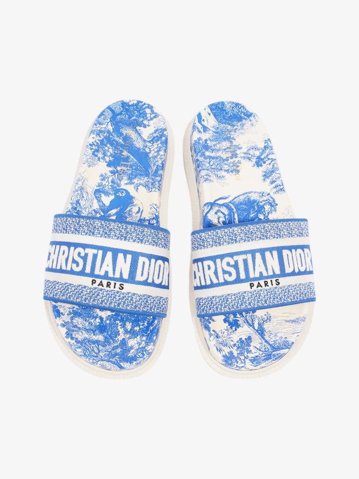 Christian Dior Dway Slides White / Blue Canvas EU 38 UK 5