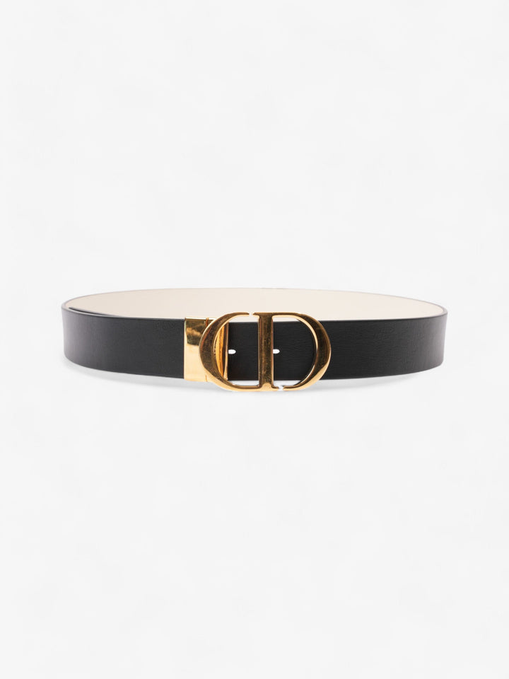 Christian Dior 30 Montaigne Reversible Belt White / Black / Gold Leather 106cm