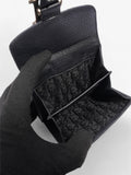 Christian Dior D Charm Purse Black Leather