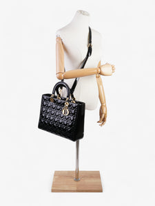Christian Dior Lady Dior Black Patent Leather Large