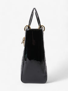 Christian Dior Lady Dior Black Patent Leather Large