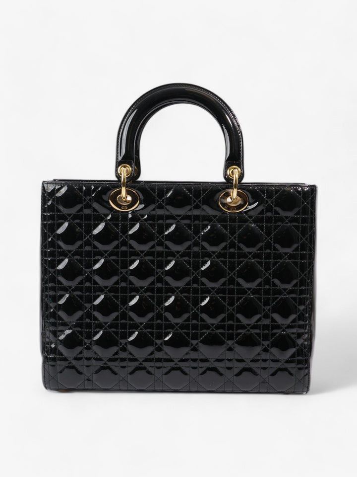 Christian Dior Lady Dior Black Patent Leather Large