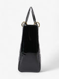 Christian Dior Lady Dior Black Patent Leather Large