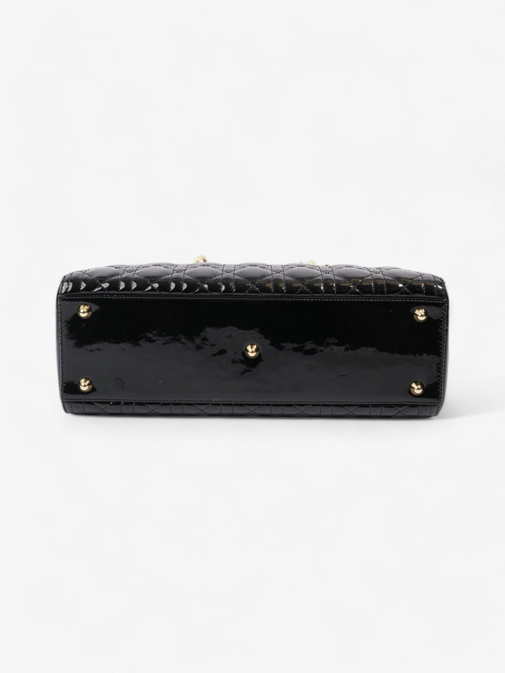 Christian Dior Lady Dior Black Patent Leather Large