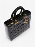 Christian Dior Lady Dior Black Patent Leather Large