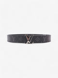 Louis Vuitton LV Initials Reversible Belt Monogram Eclipse / Black Leather 85cm / 34"