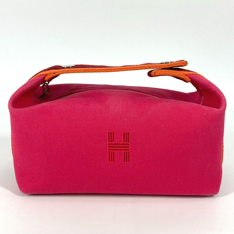 Hermes Handbag canvas pink Pouch Brid a Black PM Women