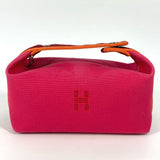 Hermes Handbag canvas pink Pouch Brid a Black PM Women