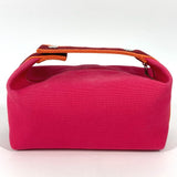 Hermes Handbag canvas pink Pouch Brid a Black PM Women