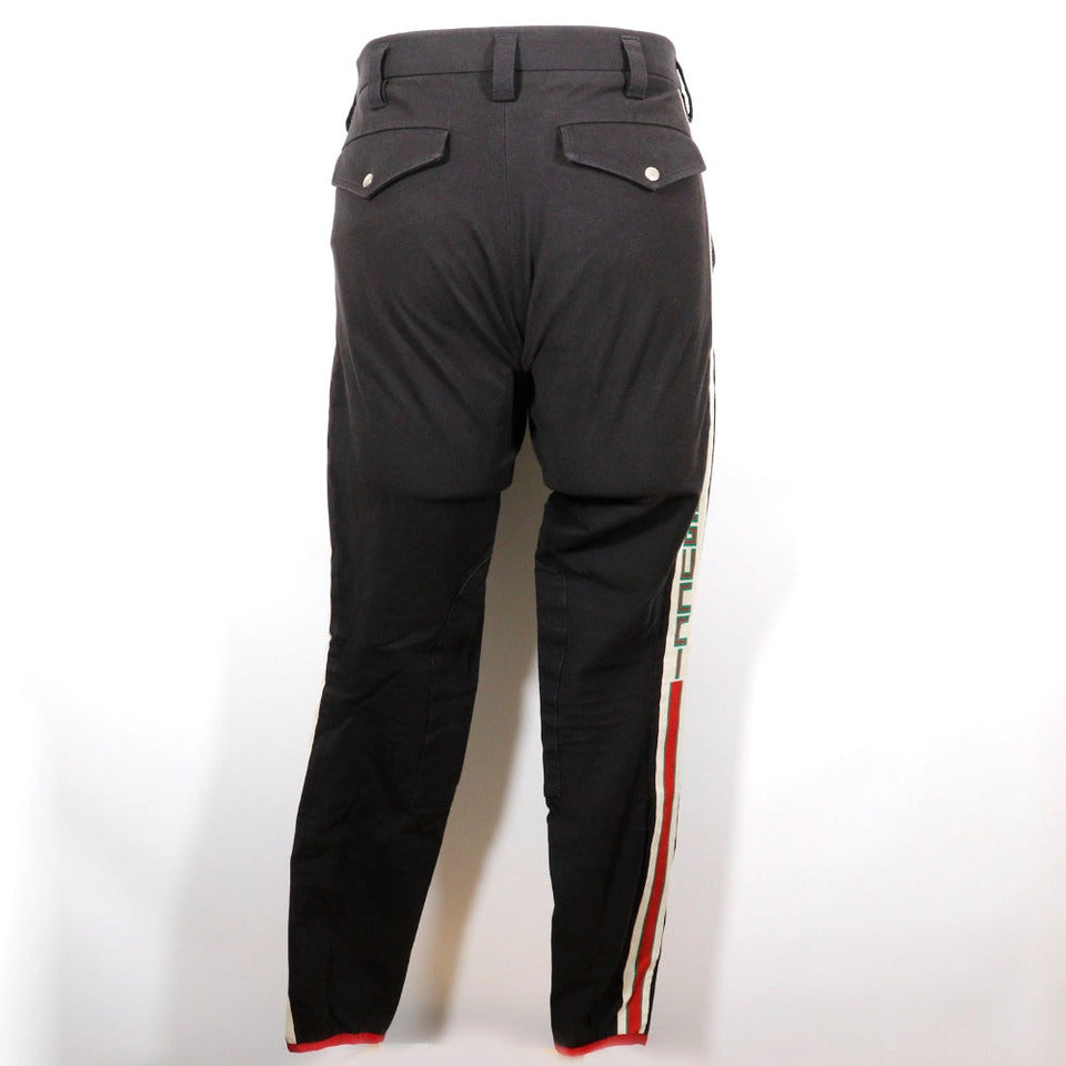 Gucci Pants 495695 Cotton, Polyurethane black 18Stainless Steel Sideline gabardine stretch pants mens 46