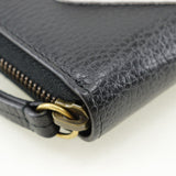 Gucci Long Wallet Purse 474584 leather black GG Marmont Embroidery Zip Around unisex(Unisex)