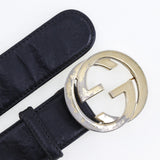 Gucci belt 114876 Sima leather black GG Interlocking mens 90