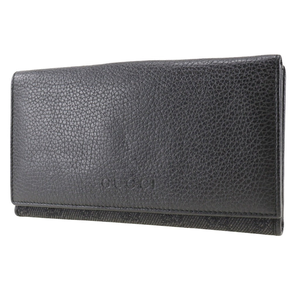 Gucci Long Wallet Purse 143391 leather black unisex(Unisex)