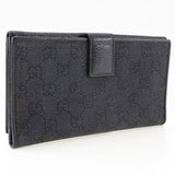Gucci Long Wallet Purse 143391 leather black unisex(Unisex)