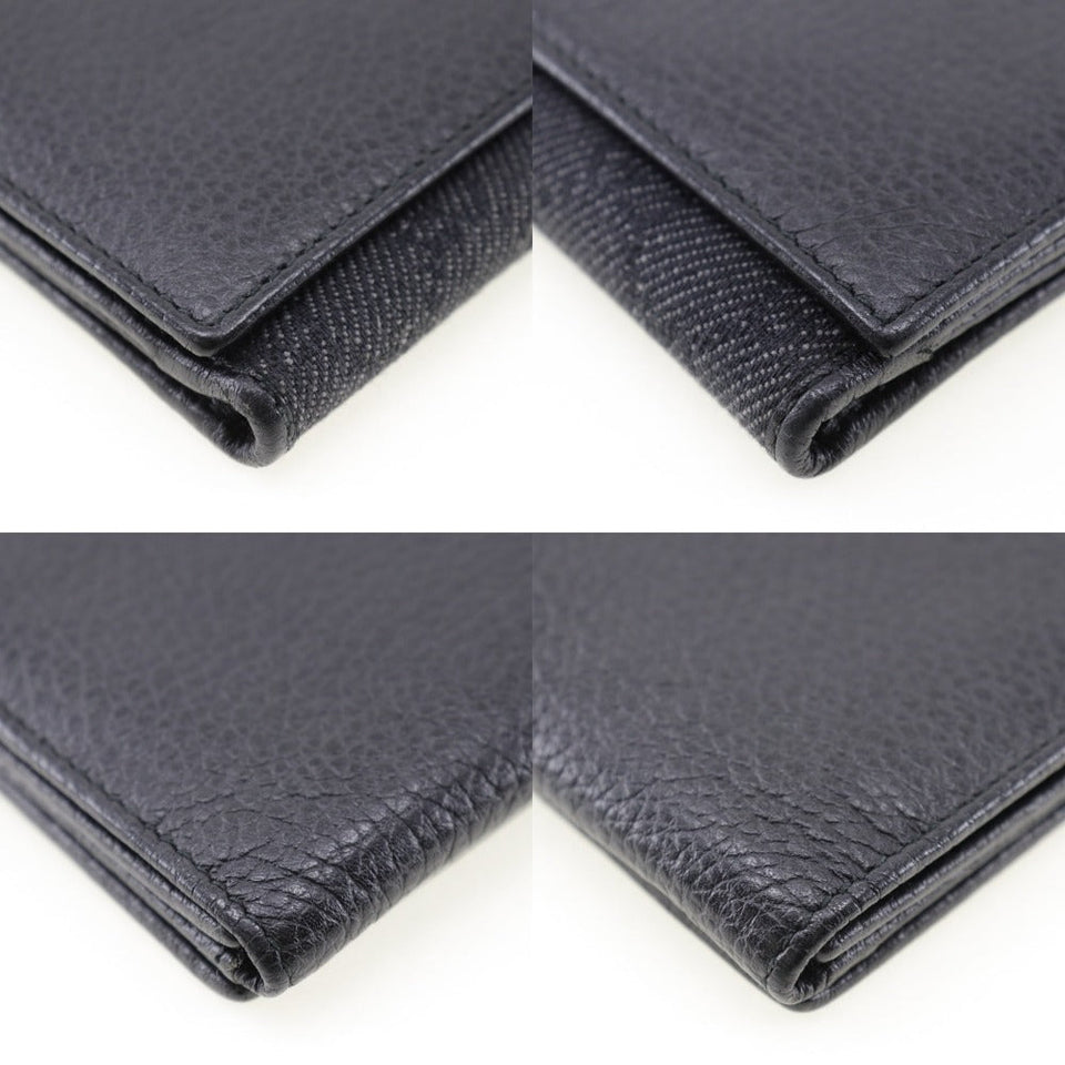 Gucci Long Wallet Purse 143391 leather black unisex(Unisex)