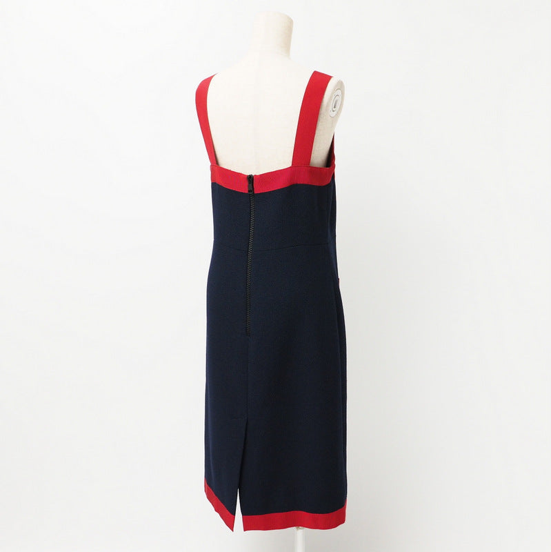 Gucci one piece 550784 86% wool, 14% nylon Navy x red Women 42