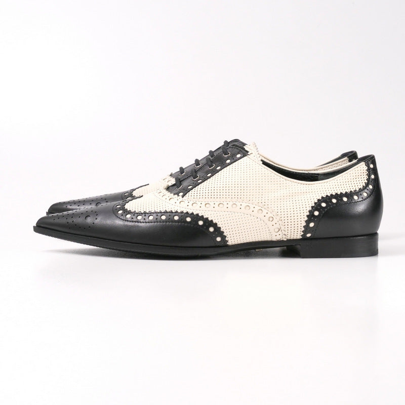 Gucci pumps 388424 Genuine Leather Black x white Women 35.5