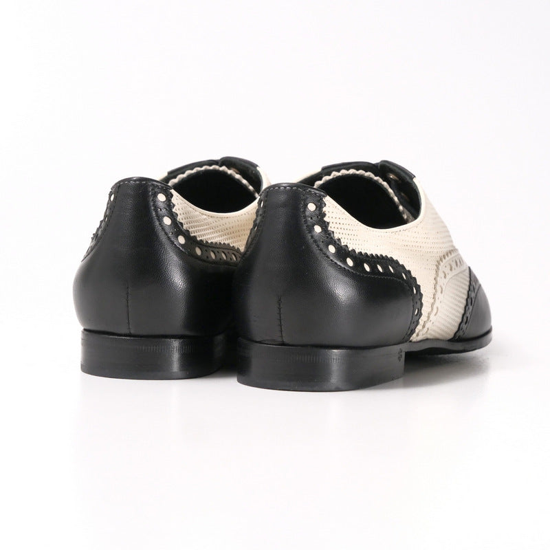 Gucci pumps 388424 Genuine Leather Black x white Women 35.5