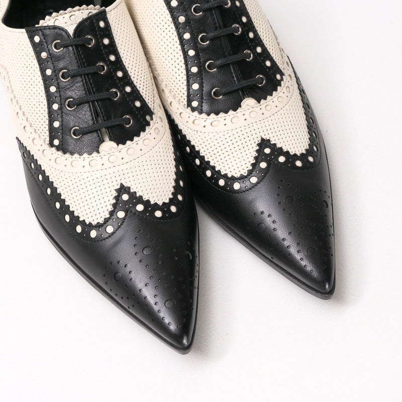 Gucci pumps 388424 Genuine Leather Black x white Women 35.5