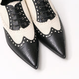 Gucci pumps 388424 Genuine Leather Black x white Women 35.5