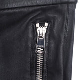 Gucci skinny pants 360417 leather Black/Metal:Silver Women 36