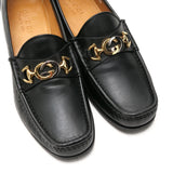 Gucci loafers 575113 leather Black Gold x Silver mens 7.5