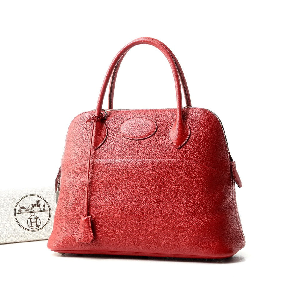 Hermes Handbag Taurillon Clemence Red Bolide 31 Women