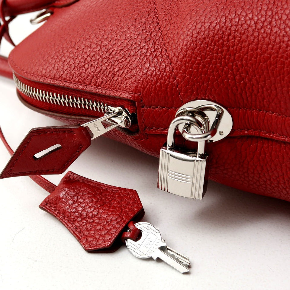 Hermes Handbag Taurillon Clemence Red Bolide 31 Women