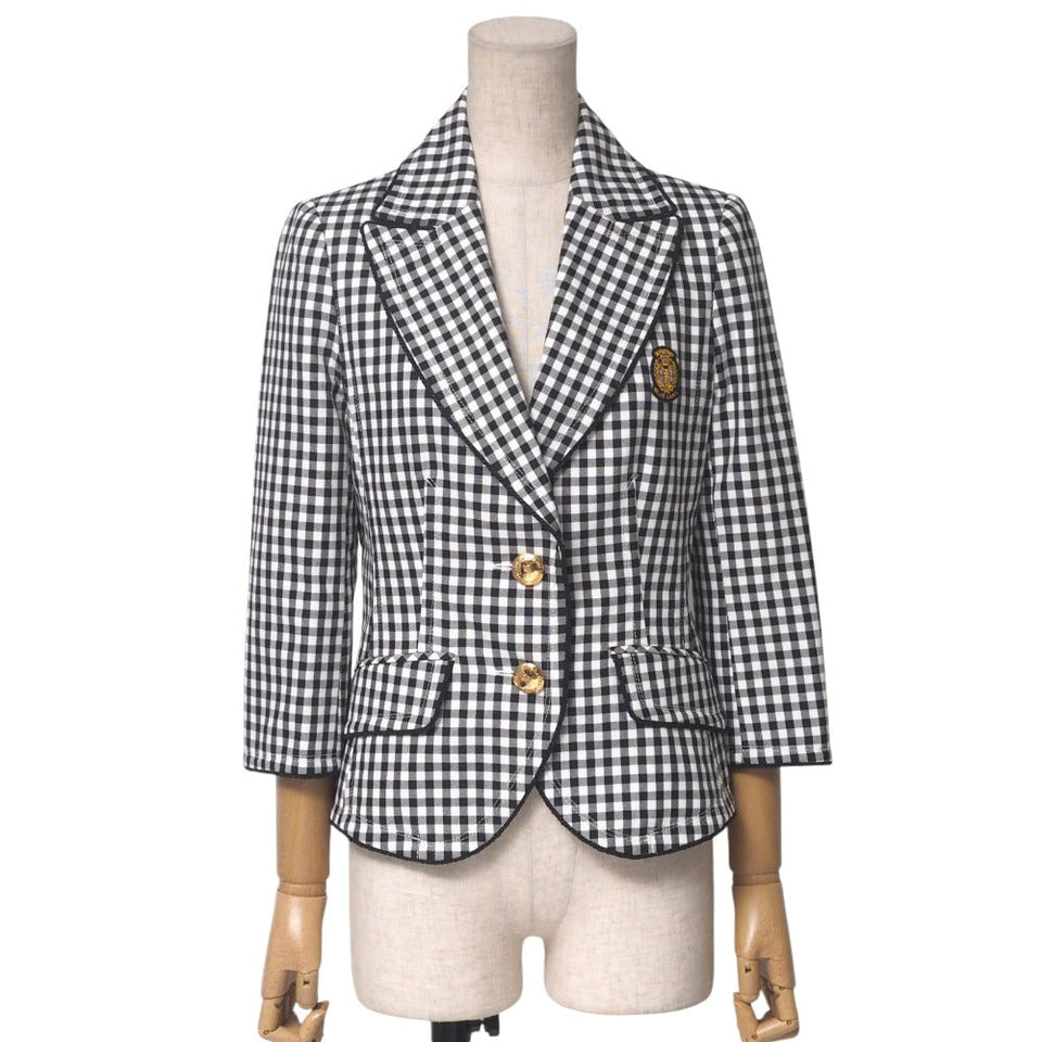 Burberry BLUE LABEL tailored jacket 100% cotton Black x white FCF28-701-09 Women 38