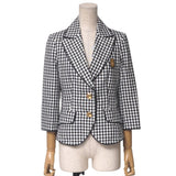 Burberry BLUE LABEL tailored jacket 100% cotton Black x white FCF28-701-09 Women 38