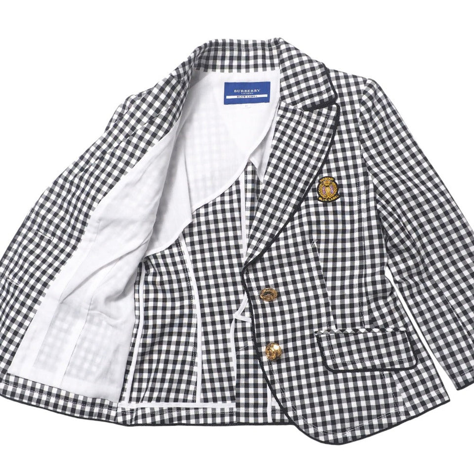 Burberry BLUE LABEL tailored jacket 100% cotton Black x white FCF28-701-09 Women 38