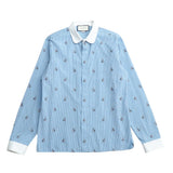 Gucci Long sleeve shirt cotton Blue white Cambidge Cambridge 474002 Z381C 40