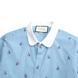Gucci Long sleeve shirt cotton Blue white Cambidge Cambridge 474002 Z381C 40