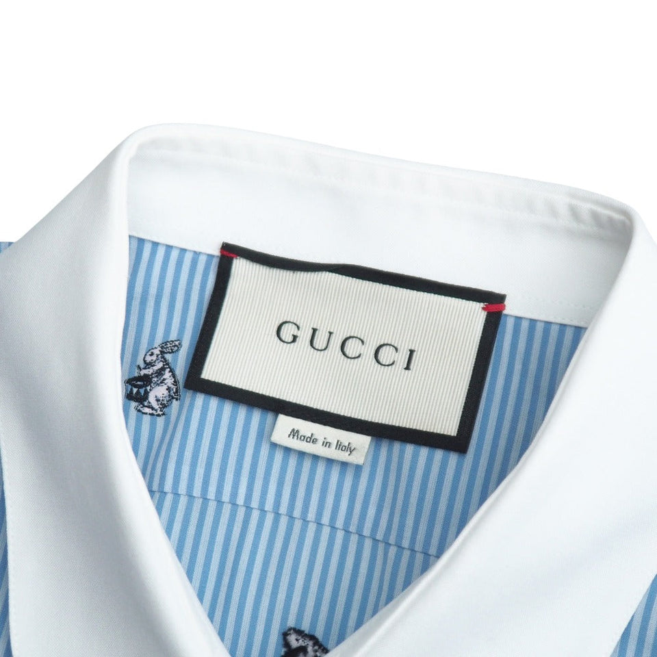 Gucci Long sleeve shirt cotton Blue white Cambidge Cambridge 474002 Z381C 40