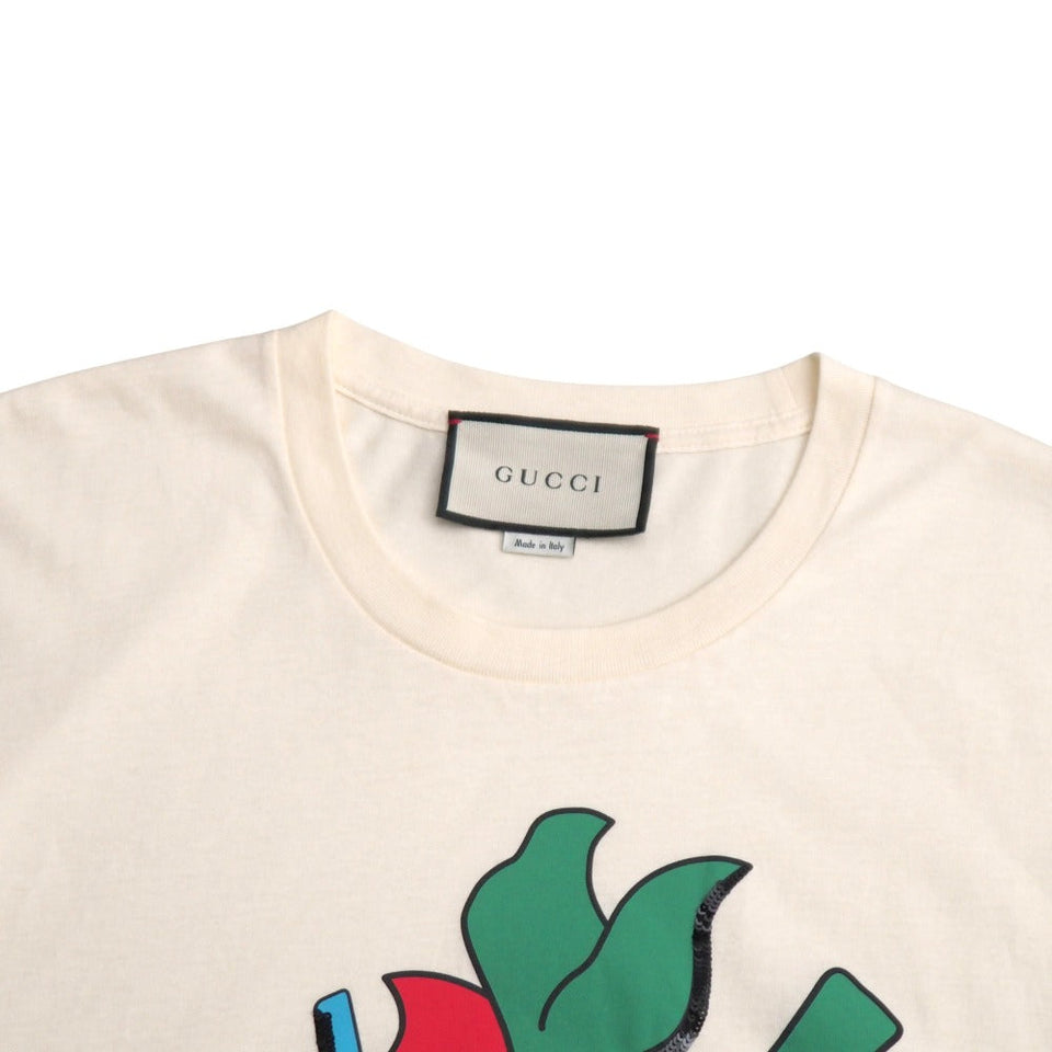 Gucci Short sleeve T-shirt cotton Ivory type Blue Green Red Black 539081 XJA2J XS